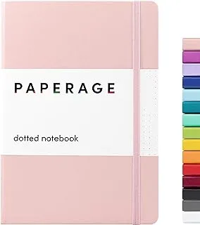 Paperage Dotted Journal Bullet Notebook, Hard Cover, Medium 5.7 x 8 inches, 100 gsm Thick Paper (Blush, Dotted)