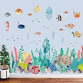 BPA® Under The Sea Seaweed, Turtles Jellyfish Fish Print Wall Decals 2-Pieces, Large