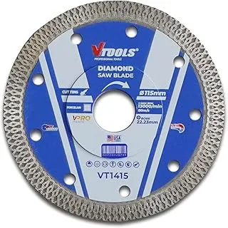 VTOOLS 4.5 Inch Diamond Saw Blade, Multi-Purpose Blade Dry and Wet for Cutting Porcelain and Ceramic, Blue, VT1415