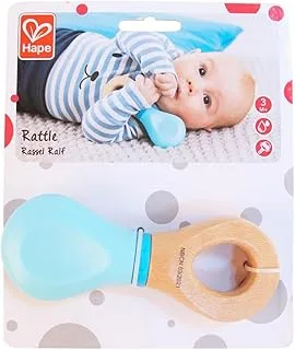 Hape Twist & Shake Wooden Rattle, 3M+ Blue