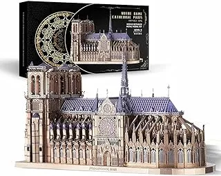 Piececool 3D Metal Puzzles for Adults and Teens, Notre Dame De Paris Church Metal Model Kit, Challenge French Cathedral Brain Teaser Architecture Building Blocks Puzzle, 382 Pcs