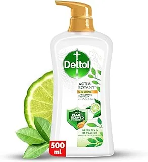 Dettol Activ-Botany Antibacterial Showergel & Bodywash, Green Tea & Bergamot Fragrance, with Plant-Derived Ingredients for Effective Germ Defence & Personal Hygiene, 500ml