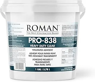 Roman 011301 PRO-838 لاصق ورق جدران عالي التحمل سعة 1 جالون، شفاف