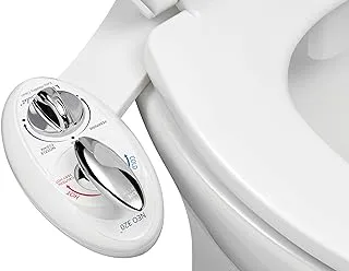 LUXE Bidet Neo 320 - فوهة مزدوجة للتنظيف الذاتي - مرفق مرحاض ميكانيكي غير كهربائي للمياه الساخنة والباردة (أبيض وأبيض) 17 × 10 × 3 بوصات