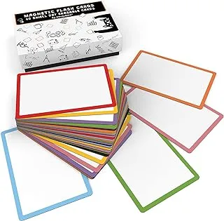 Attractivia Dry Erase Magnetic Labels 2.8 x 1.8 in, with Color Borders, Small Dry Erase Magnets, 40-Pack, White Erasable Write-On Labels, Multipurpose for Office, Education, Home, Whiteboard