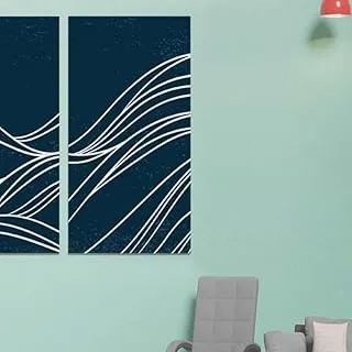 Agressive Lines And Curves, Canvas wall art painting, Blue, Canvas, 2 Pieces, 40 x 80 cm By(BPA®)