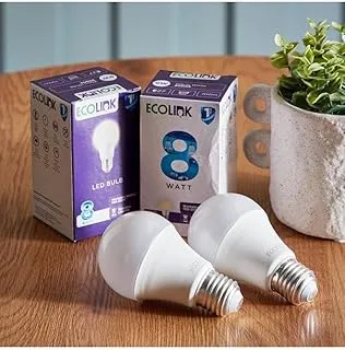 Ecolink 8W E27 Day Light LED Bulb - Set of 2