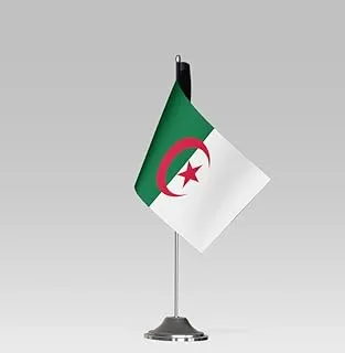 BPA® ALGERIA FLAG علم طاولة صغير مع حامل ديكور مكتبي أنيق (21 × 10 سم)