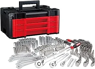 مجموعة أدوات ميكانيكية من CRAFTSMAN Versastack، محرك 1/4 بوصة و3/8 بوصة، يتضمن صندوق أدوات متين 3 أدراج، 262 قطعة (CMMT45309)