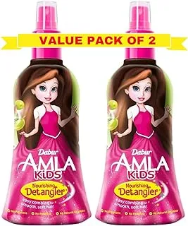 Dabur Amla Nourishing Kids Detangler (2x200ml) | Enriched with Amla, Olive, Almond, Natural Oils & Vitamin E | For Smooth & Soft Hair | Super Value Pack