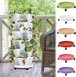 HYLAN Stand Stacking Planters Strawberry Planting Pots,6-Layer Three-Dimensional Flower Pot, Stackable Plastic Strawberry Planter, Vertical Garden Planters Garden Tower Ideal (Green)