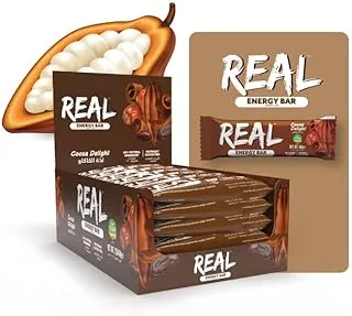 Real Energy Bar Cocoa Delight | 100% Natural Ingredients | Naturally Gluten Free | Vegan Products | Daily Sugar Free Snack | 25x40grams Each