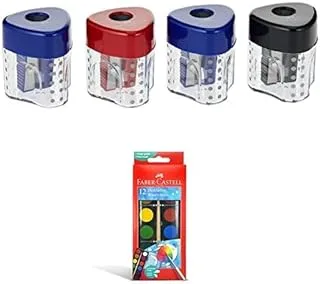 FABER-CASTELL SHARPENER SINGLE HOLE + WATERCOLORS 12 COLOR