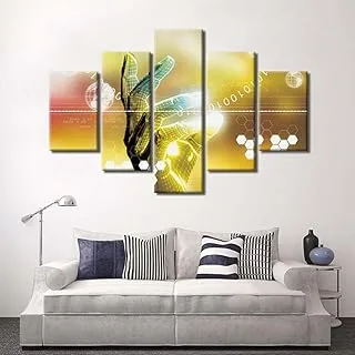 Spreading Yellow, Canvas Wall Art, Yellow, Canvas, 5 Pieces, 2X30X60-2X30X80-30X100 Cm By(BPA®)