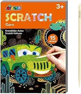 Avenir's Mini Scratch Book: Cars Edition offers 15 pages of creativity and wonder, suitable for ages 3+, allowing children to scratch and reveal vivid colors.