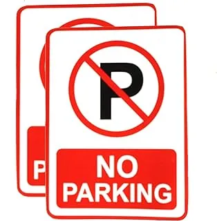 ملصق eSplanade No Parking Sign باللونين الأحمر والأبيض - سهل التركيب بالحبر طويل الأمد ومقاوم للطقس (الحجم -7.5 