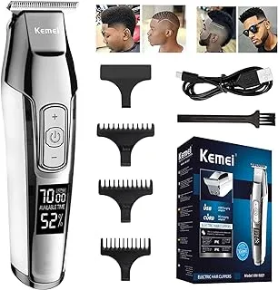 KEMEI Men's LCD Display Wireless Cordless and USB Rechargeable Electric Professional Baldheaded Hair Trimmer