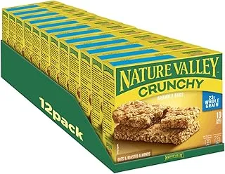 Nature Valley Granola Bar 42g Box of 60 bars, Oats & Roasted Almonds, 100% Natural Whole Grain Oats, No Artificial Colors, Flavors & Preservatives