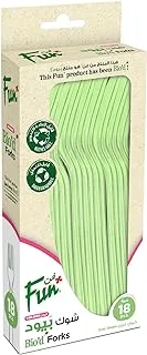 Fun Colors Bio`d disposable Forks - Biodegradable - Ideal for Eating Salad, Dessert, Appetizer, Fruit Salad, Chinese Food & more- Kiwi Green (Pack of 18)