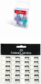 Faber-Castell Minibox Sharpener 4pc Pastel Colours + ERASER SMALL POLY BAG OF 24PC