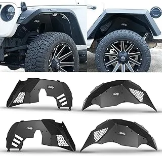 I1MOTOR Inner Fender Liners for 2018 2019 2020 2021 2022 2023 Jeep Wrangler JL JLU Unlimited 2WD & 4WD, 4PCS Front Rear Offroad Alloy Steel Fender Flares Splash Mud Guards Wheel Well Cover Liners