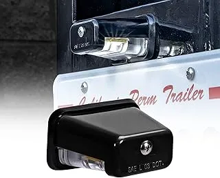 LED Trailer License Plate Lights w/Bracket [SAE/DOT Certified] [Waterproof] [Heavy Duty] License Tag Lights for Trailers, RV, Trucks & Boats - Chrome Housing Stud-Mount Black CAZLEDSIL0133-BK