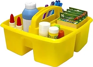 Storex 3-Compartment Small Caddy – Multipurpose Classroom Organizer with Handle, Yellow, 6-Pack (00950U06C)