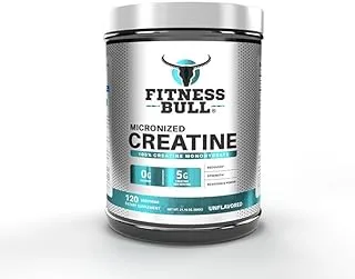 Fitness Bull Micronized Creatine Powder I 100% Monohyderate Creatine I Help to Increase Muscle Mass & Performance I Unflavoured I 600 Grams (120 Servings)