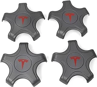 MUGE RACING 4 Pcs Tesla Wheel Center Caps Hubcaps Cover, ABS Wheel Hub Cover Tesla Model 3 Accessories (Deep Gray)