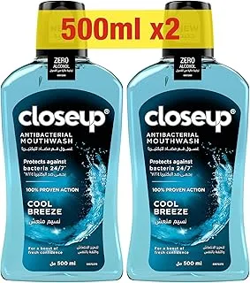 Closeup Antibacterial Mouthwash, Cool Breeze, 500ml, Pack of 2