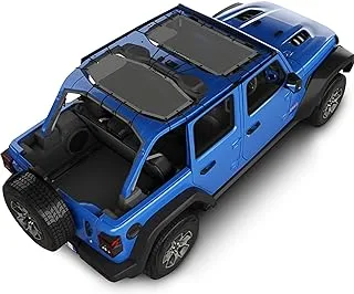 Alien Sunshade Jeep Wrangler JLU (2018 - Current) - مظلة شمسية شبكية أمامية وخلفية لسيارة Jeep JL Unlimited - تحجب الأشعة فوق البنفسجية والرياح والضوضاء - غطاء بيكيني JLkini العلوي للرياضة، والرياضة S، والصحراء، والروبيكون (رمادي)