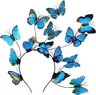 قبعة Coucoland Butterfly Fascinator قبعة على شكل فراشة العاهل عصابة رأس على شكل تاج لحفلات الشاي والهالوين