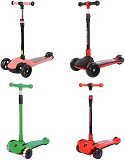 Kid'S Scooter 3 Wheels Big Pedal Foldable Scooterwith Music, Height Adjustable Pu With Led Light Wheels, 1 Piece Assorted