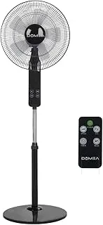 DOMEA Stand Fan 16 Inches, 5 Leaf ABS Blade, LED Display, Remote Control & Timer, Adjustable Height & Tilt, Ideal For Room, Office, Apartment Use, Silent Powerful Oscillating Cooling Fan, 60 W