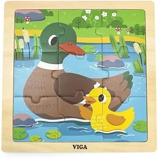 Viga Wooden 9-Piece-Puzzle - Duck