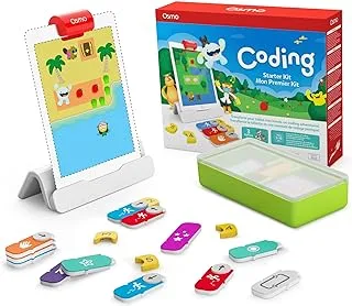 مجموعة Osmo Coding Starter Kit لأجهزة Ipad - 3 ألعاب تعليمية تعليمية - للأعمار من 5 إلى 10 سنوات فما فوق - تعلم البرمجة وأساسيات البرمجة وألغاز البرمجة - لعبة جذعية (قاعدة Osmo Ipad متضمنة)