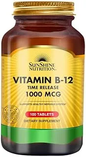 Sunshine Nutrition Vitamin B-12 Time Release 1000Mcg | To Supports Healthy Nervous System | Superior Source Of Energy | 100 Capsules