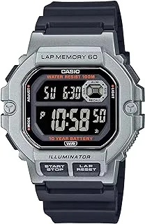 LED Illuminator Lap Memory 60 10-Year Battery Men's Digital Sports Watch 100 M Water Resistant Countdown Timer Auto Calendar (Casio Model: WS-1400H-1BV), Black (WS1400H-1BV)