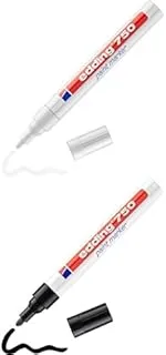 Edding 750 Paint Marker White Round Tip 2-4 Mm + Permanent Marker Black