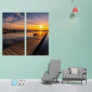 Sunset On Sea, Canvas wall art painting, Multicolour, Canvas, 2 Pieces, 40 x 80 cm By(BPA®)