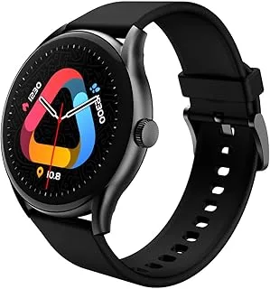 ساعة QCY Watch GT الذكية مع شاشة Retina 1.43 AMOLED HD، شاشة عرض ذروة السطوع لأشعة الشمس، إطار ساعة معدني وتاج، مراقبة الصحة، عمر بطارية يصل إلى 10 أيام وأكثر من 100 وضع رياضي - أسود