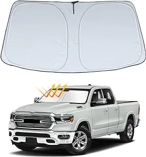 REMOCH Windshield Sun Shade for Dodge Ram 1500 2019-2023 Accessories, Custom Fit Foldable Sunshade Sun Visor Shield Protector, Blocks UV Rays Keep Your Car Cooler