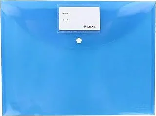 Atlas Cubes Document Bag with Card and Button, Full Size, Blue