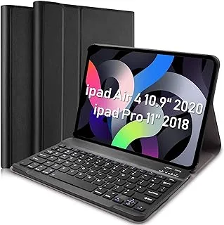 AWH Keyboard Case for New iPad Air 4 10.9 inch 2020, Slim Shell Lightweight PU Leather Smart Cover with Magnetically Detachable Wireless Keyboard for iPad Air 4th Generation,Auto Sleep/Wake (Black)