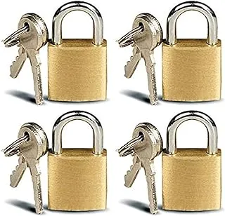 Set 4 of Mini Brass Padlocks for Luggage, Lockers, Solid Brass Keyed Alike Padlocks