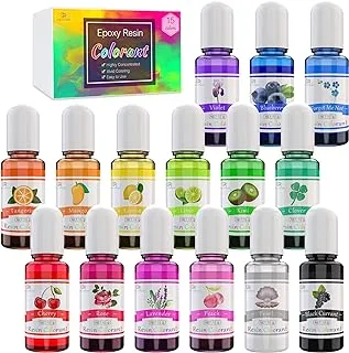 Epoxy Resin Colour Pigment - 15 Colour Resin Colourant Liquid Dye - Highly Concentrated Epoxy Colourant for Epoxy Resin Art, DIY Jewellery Making Supplies - AB Resin Colouring for Paint, Crafts - 1...