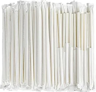 6 MM White Paper Straws (100 Pcs) Wrapped Individually for Drinking, 100% Biodegradable And Durable 6 MM Diameter x 20 CM Long - Pack Of 100