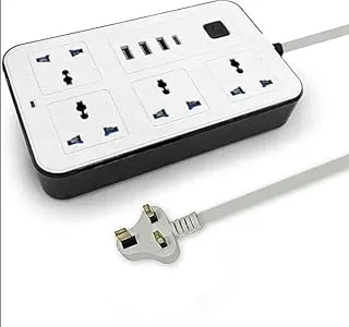 AL ARQAM 3 USB Socket 4-Way Power Strip with USB Type-C Port Charging Slot and Heavy Duty 2m Extension Cable