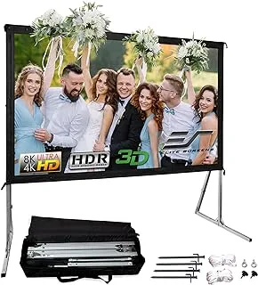 Elite Screens Yard Master 2, 90-inch Indoor Outdoor Portable Fast Folding Projector Screen w/Stand 16:9, 8K 4K Ultra HD 3D Movie Theater Rear Projection, OMS90HR3 -US Based Company 2-YEAR WARRANTY