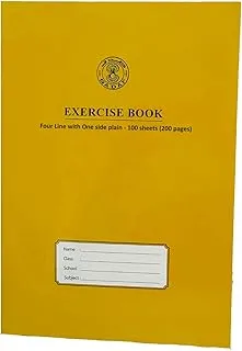 Sadaf Four Line with One Side Plain Exercise Book, 200 Pages, Sandal